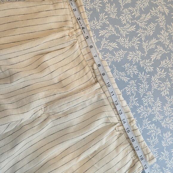 Womens Sz 16 Ivory Linen Blend High-Waisted Gauzy Wide Leg Striped Beachy Pants - Picture 7 of 10